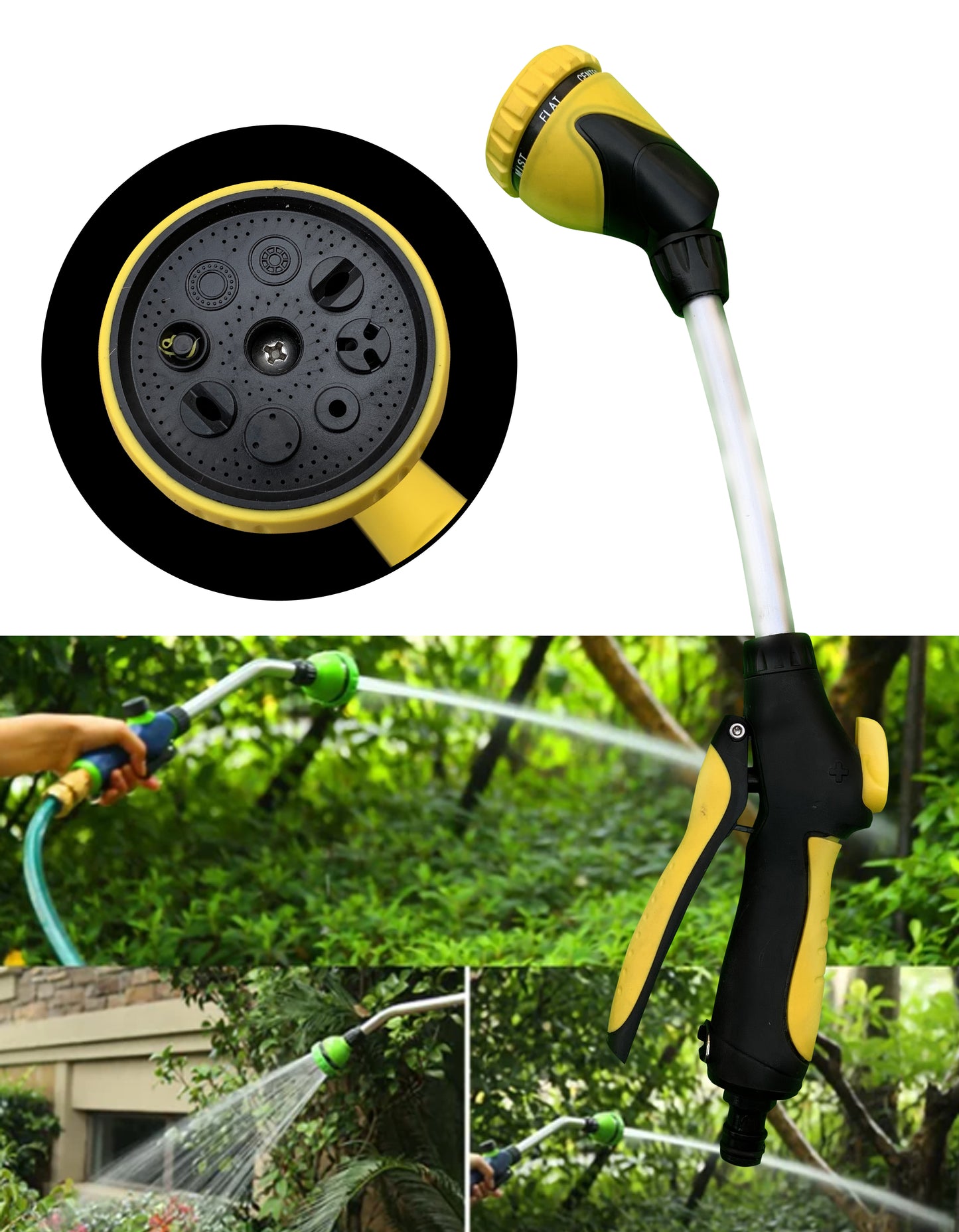 Garden Long Pole Water Gun Long Watering Gun 8 In 1 Hose Nozzle Sprayer Wand Garden Irrigation Plant Watering Car Wash Water Gun